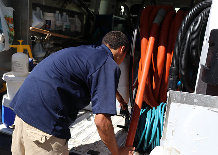 water damage restoration, cleanup, and removal truck